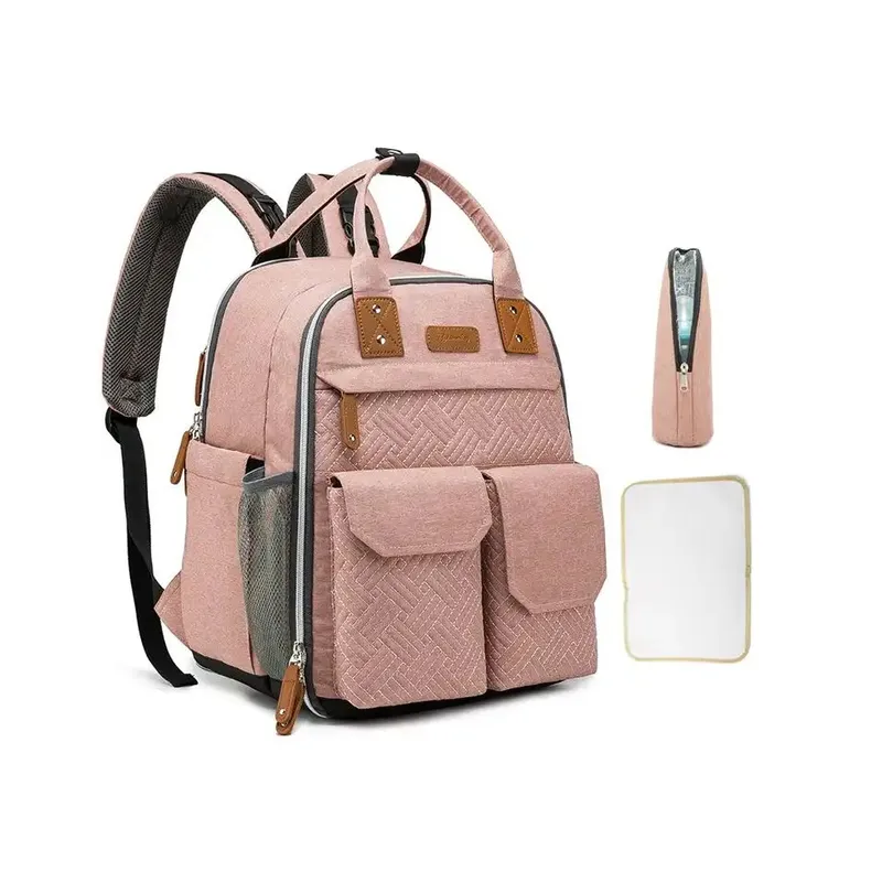 KIDSHOP - Pañalera Bolso Materno Multifuncional Cambiador Rosa LD2204