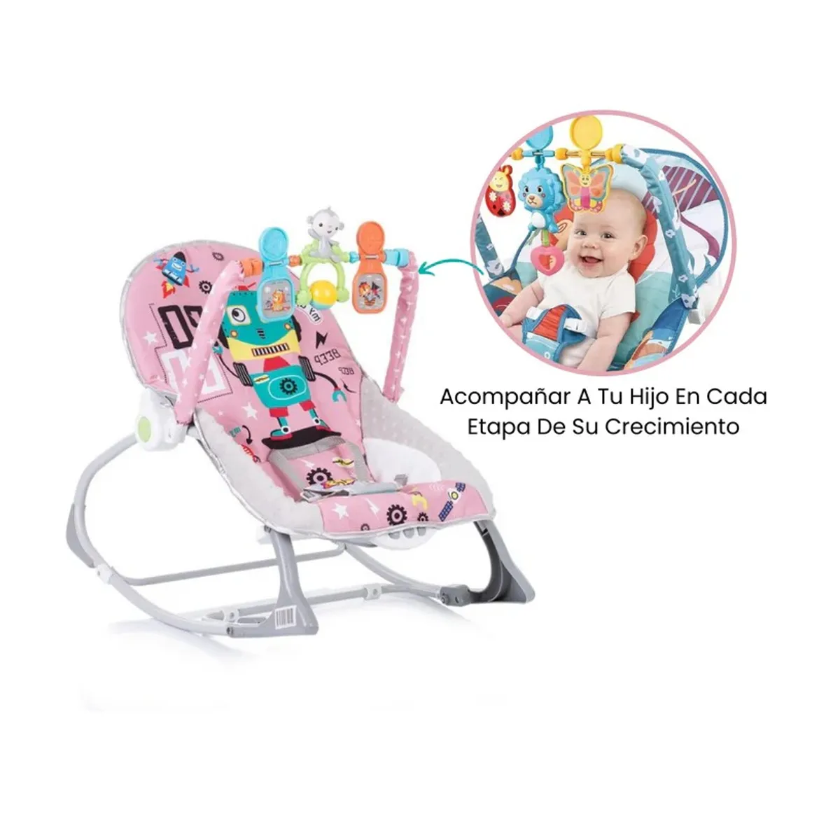 KIDSHOP - Silla Mecedora Vibradora Crece Conmigo Bebe 68149 Azul Acero