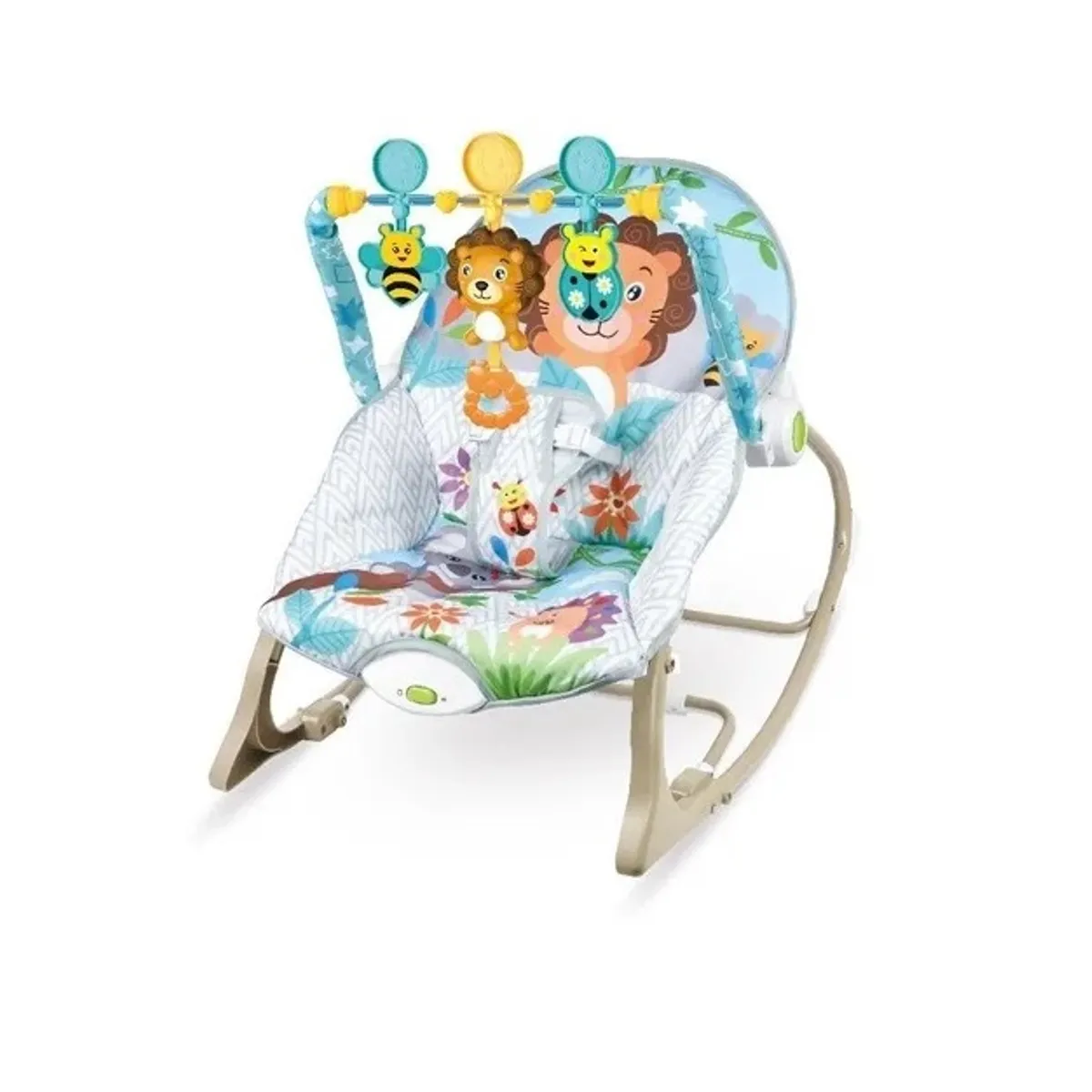 KIDSHOP - Silla Mecedora Para Bebes Con Toldillo 68145 Leon Gris