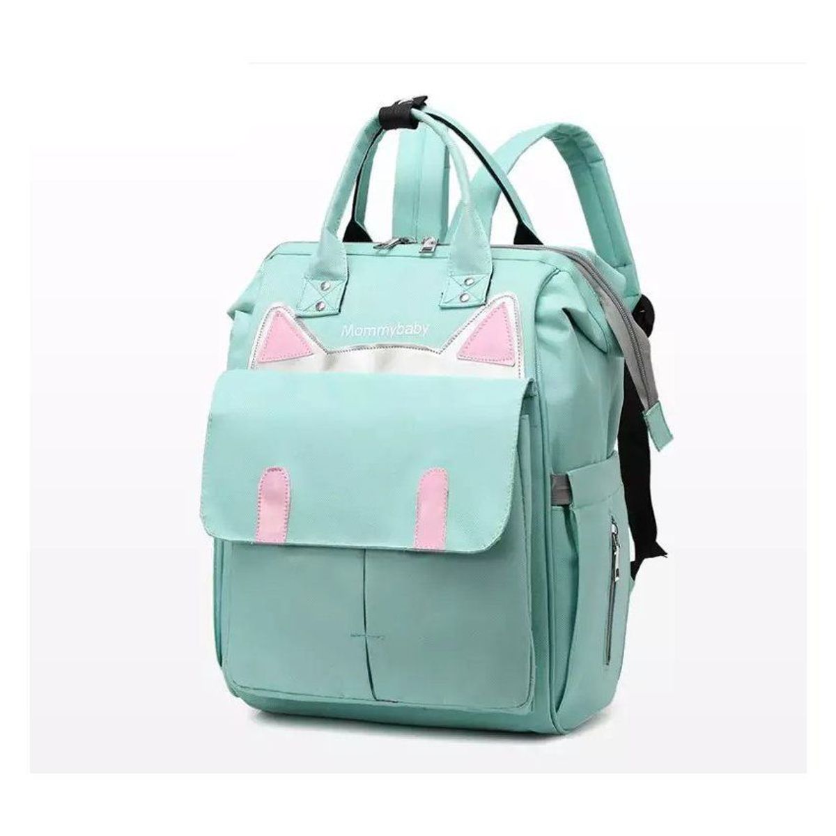 KIDSHOP - Bolso Pañalera Multifuncional Gatico 1406 Verde Menta