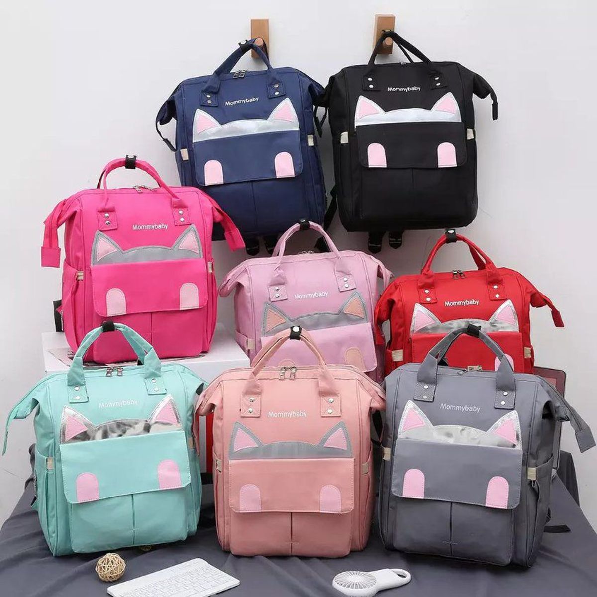 KIDSHOP - Bolso Pañalera Multifuncional Gatico 1406 Verde Menta