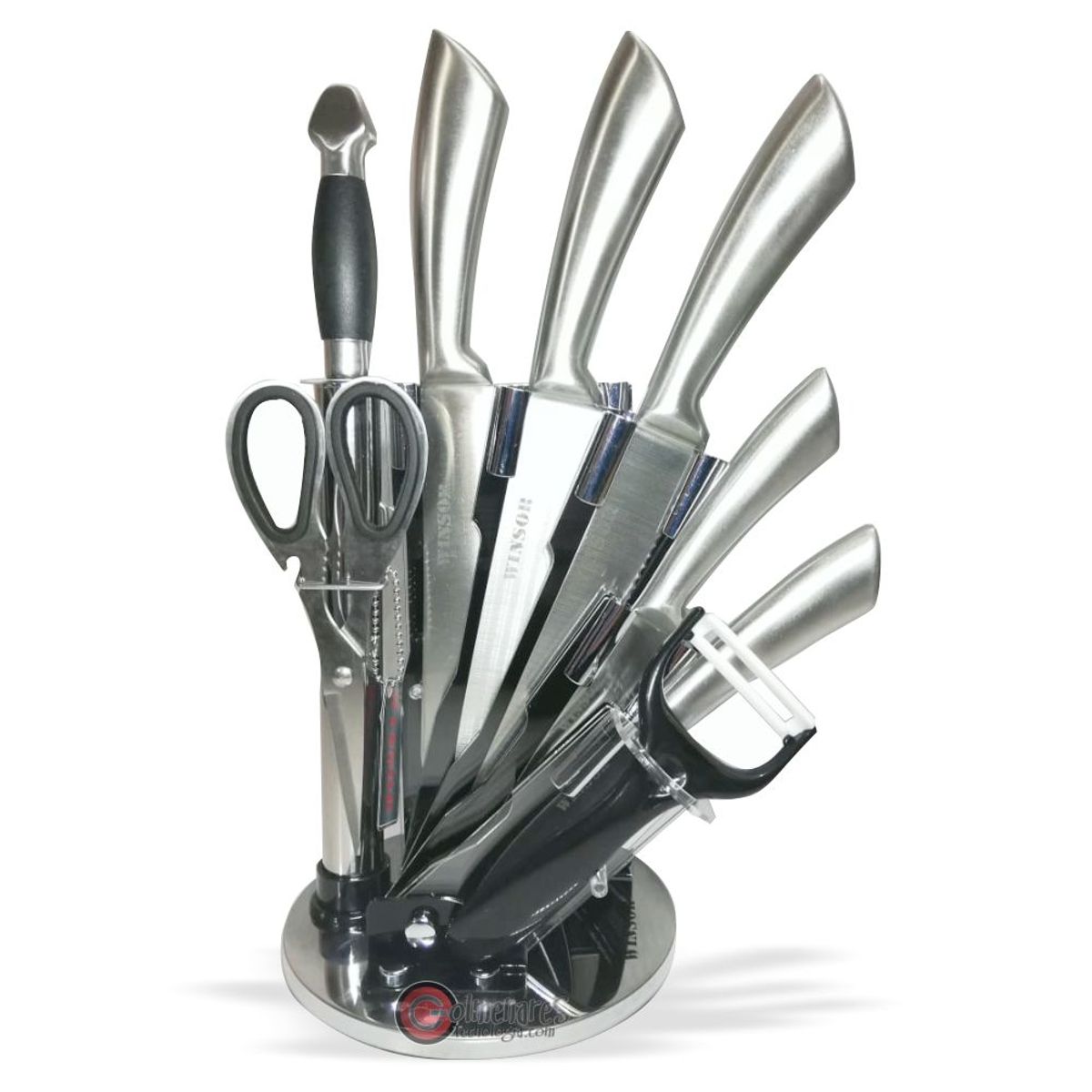 WINSOR - Juego De Cuchillos Winsor En Acero Inoxidable  Negro X9 Pcs