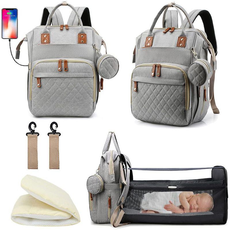 KIDSHOP - Pañalera Multifuncional Morral Bolso Bebe Mochila JQ-1 GRIS_.