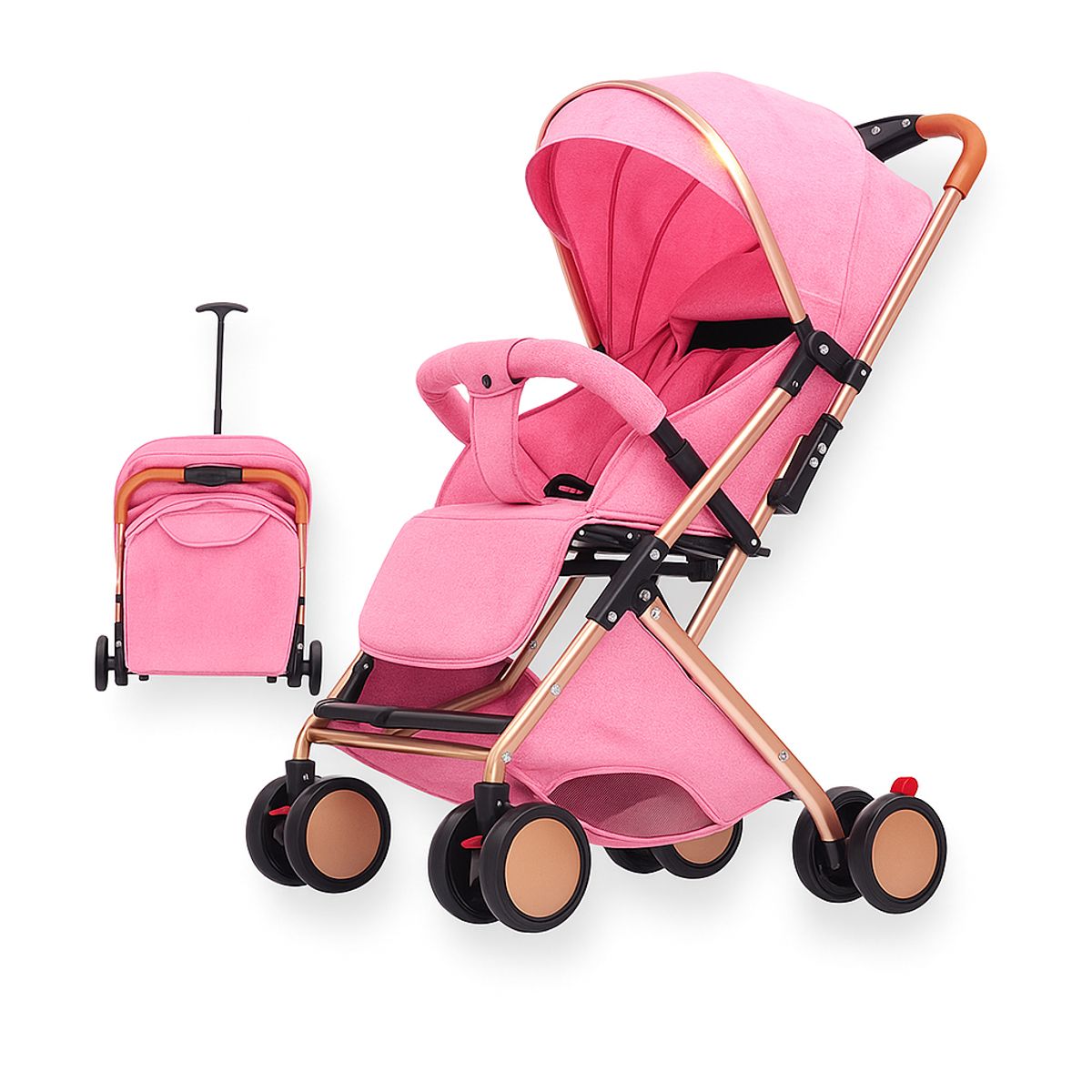 KIDSHOP - Coche Paseador Tipo Maleta + Toldillo PD-6609-1-RS