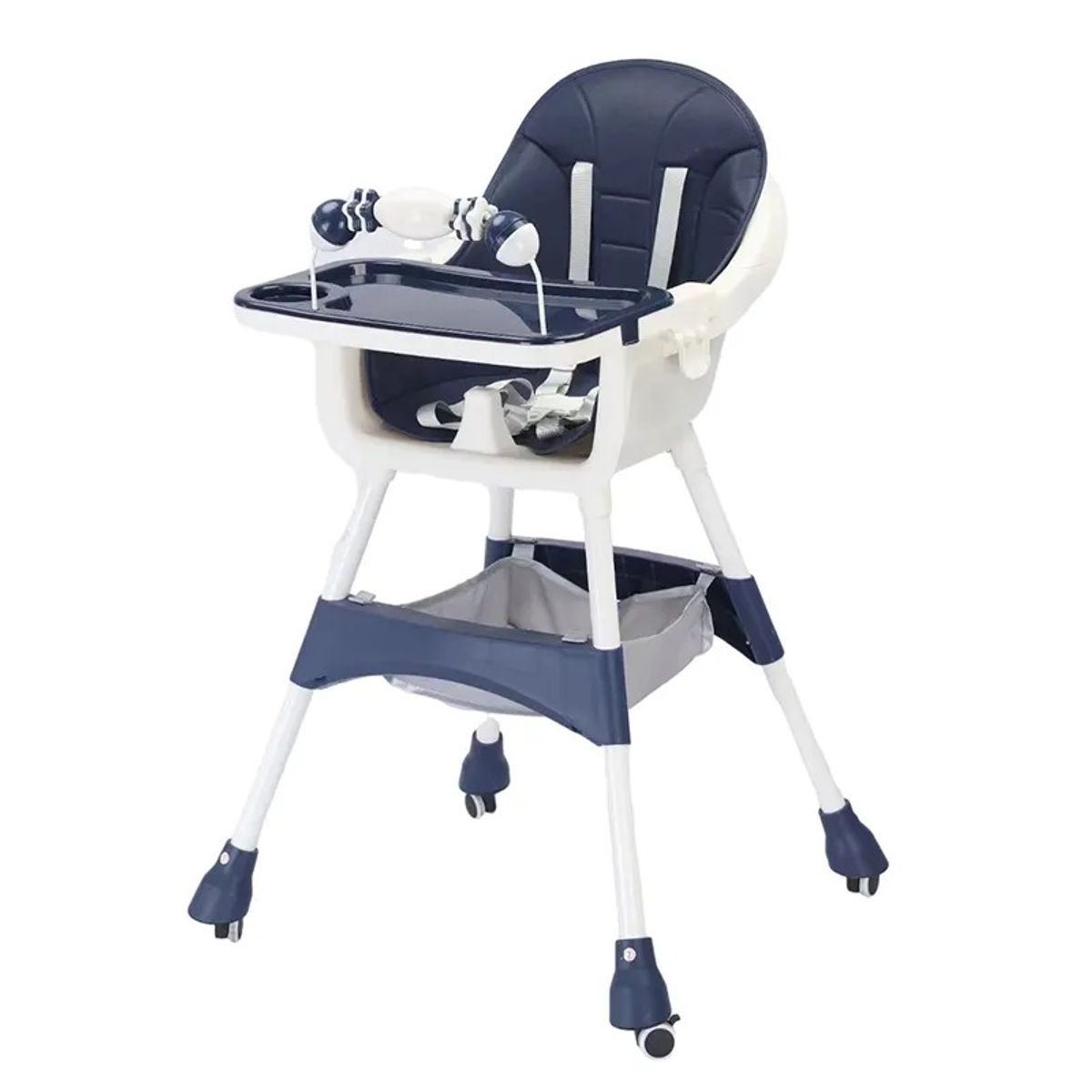 KIDSHOP - Silla Comedor Para Bebé 2 En 1 Freno Juguetes S-360 Azul
