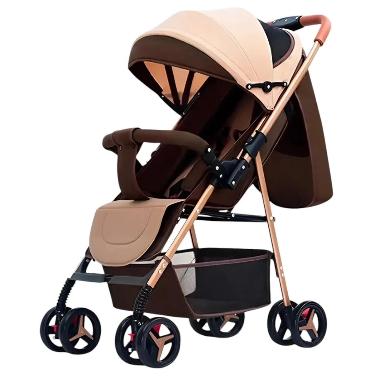 KIDSHOP - Coche Para Bebe Capota Expandible Reversible Cafe PD-701-3