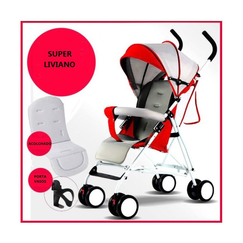 KIDSHOP - Coche Para Bebe Paseador Tipo Sombrilla PD-701-2 Rojo