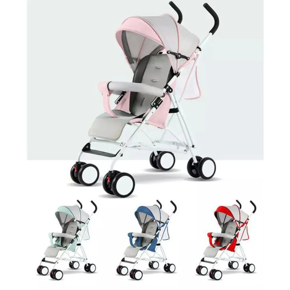 KIDSHOP - Coche Para Bebe Paseador Tipo Sombrilla PD-701-2 Rosa