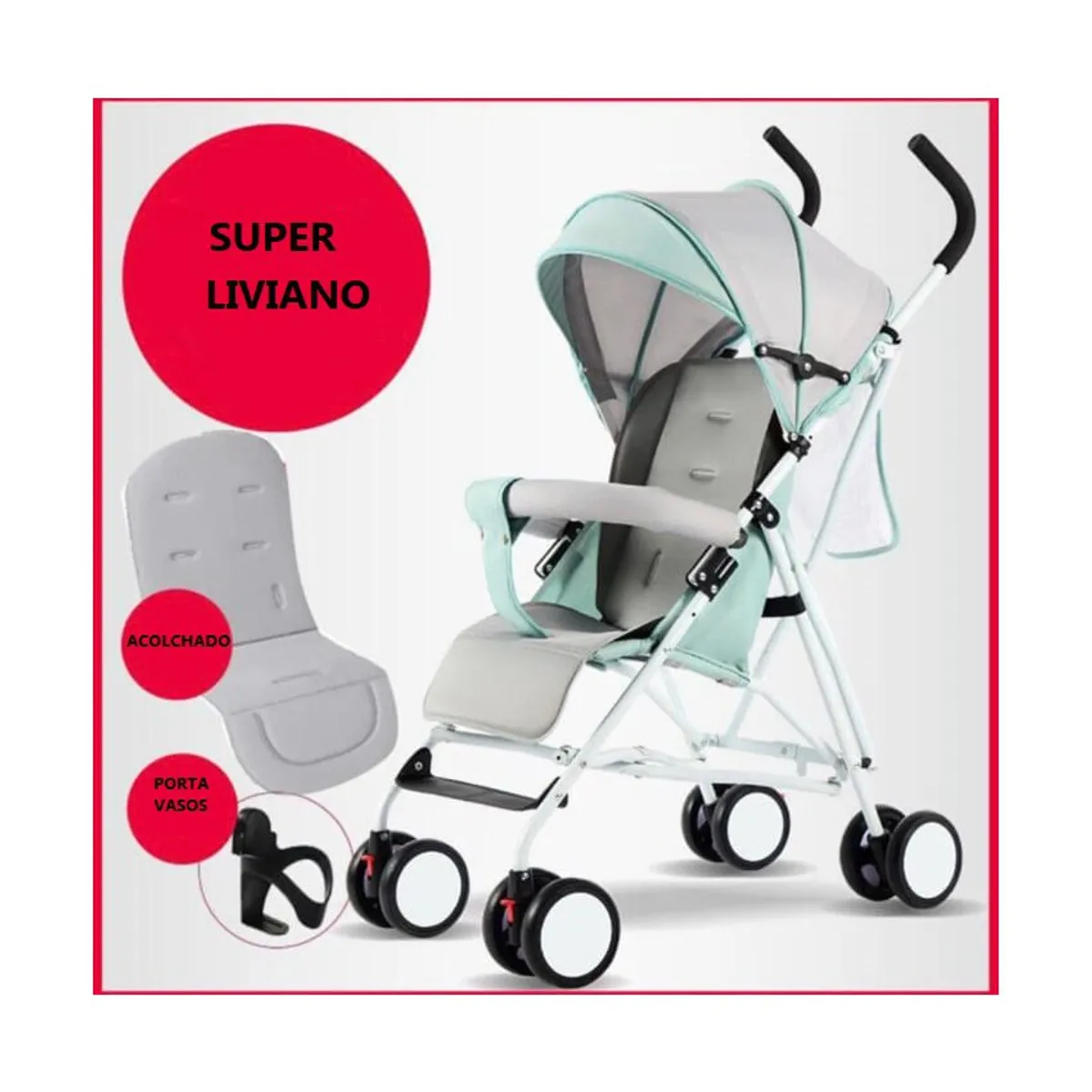 KIDSHOP - Coche Para Bebe Paseador Tipo Sombrilla PD-701-2 Verde