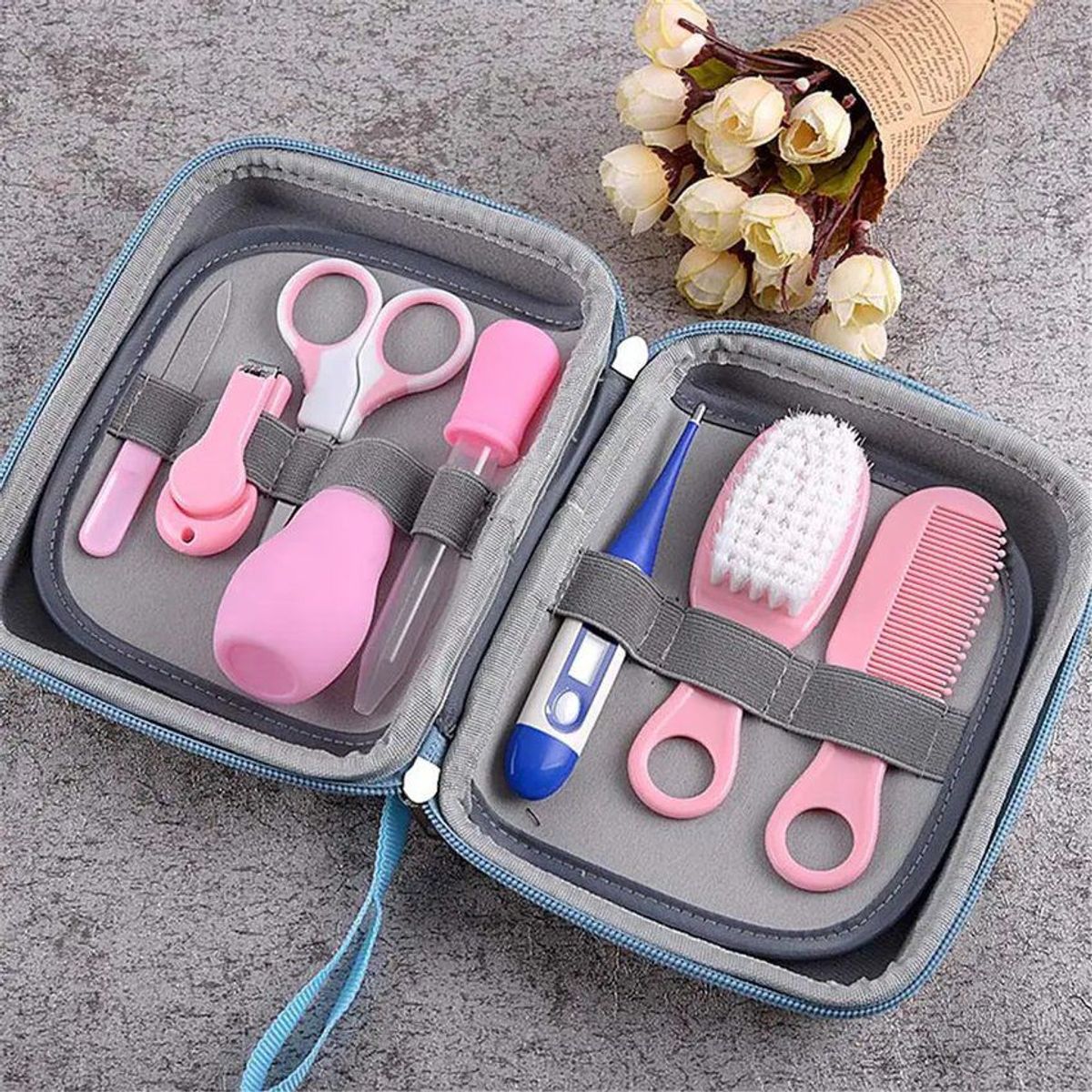 KIDSHOP - Kit De Aseo Cuidado Bebe 8 Piezas HY-G-2 Rosado