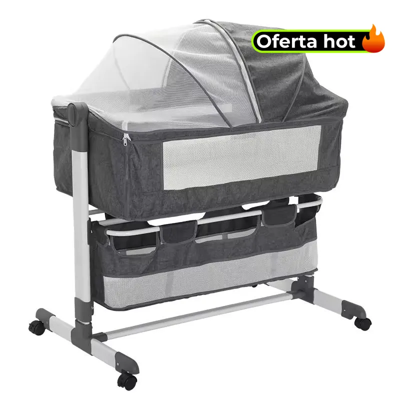 KIDSHOP - Cuna Colecho Mosquitero Mecedora Gris TX-C060