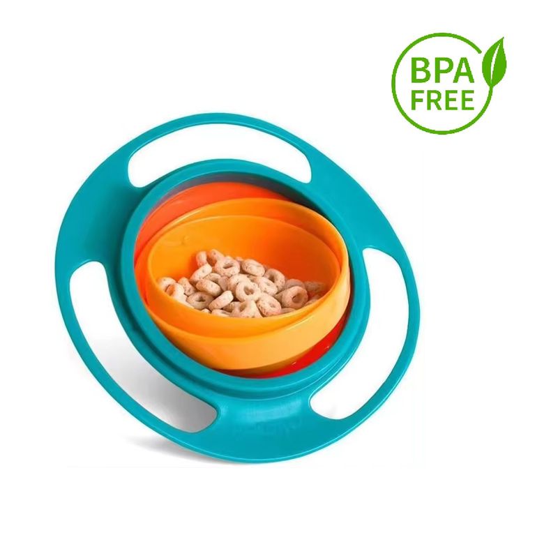 KIDSHOP - Plato gyro bowl antiderrame 360 niños bebe taza azulsalmon-
