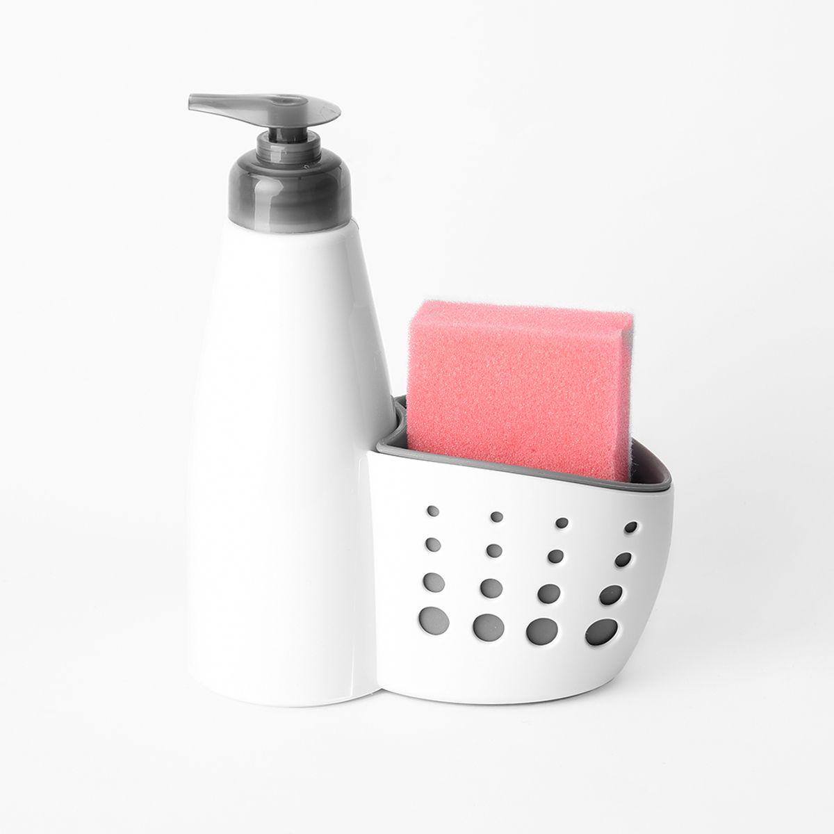 ESSENZA - Dispensador de Jabon Liquido con Soporte Esponja Blanco Gris ESSENZA