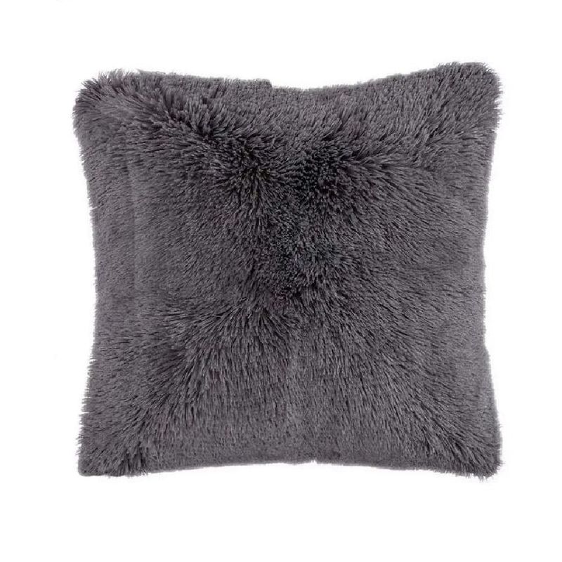 BANZAY - Cojín Decorativo Peludo 40x40 - Gris Oscuro