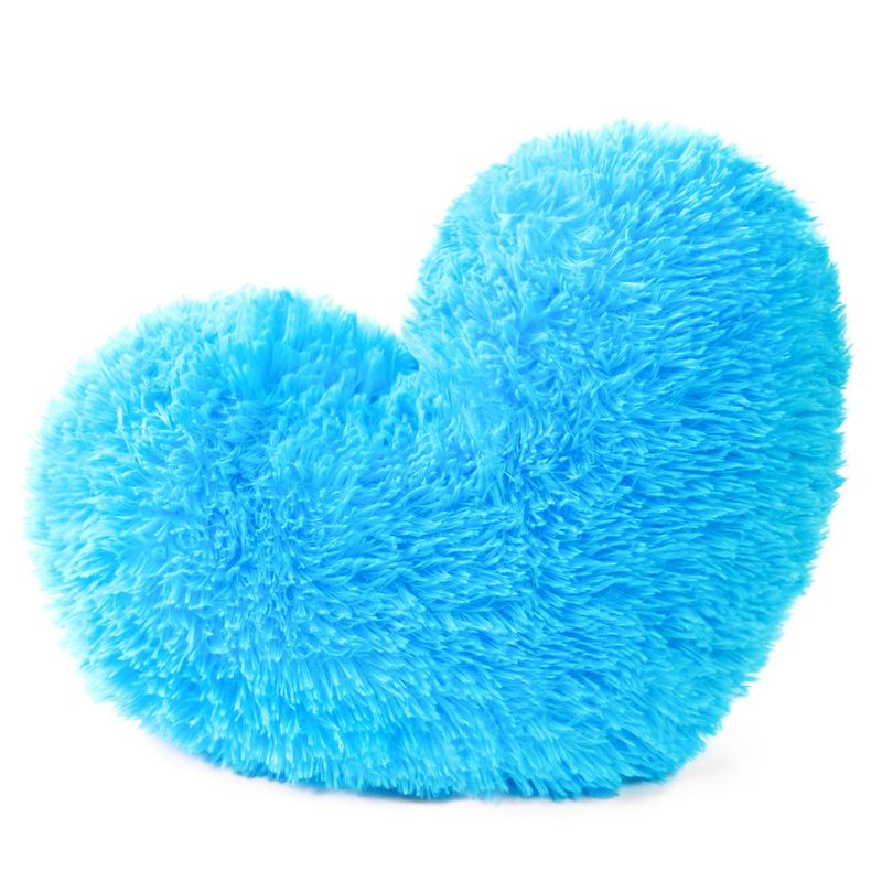 BANZAY - Cojín Decorativo Peludo Corazón - Azul Claro