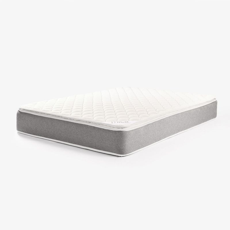 MICA - Colchón Semidoble Firmeza Media Ortopédico Resortado con Pillow Santorini 120 x 190 cm + Almohada Mica