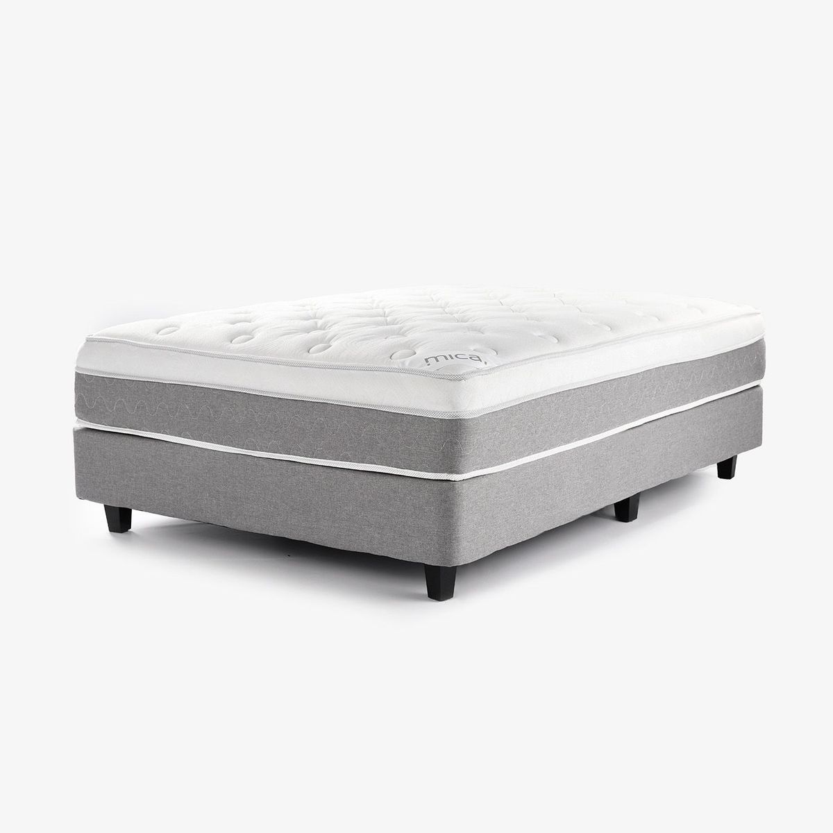 MICA - Colchón con Base Cama Semidoble Firmeza Media Ortopédico Resortado London 120 x 190 cm Mica
