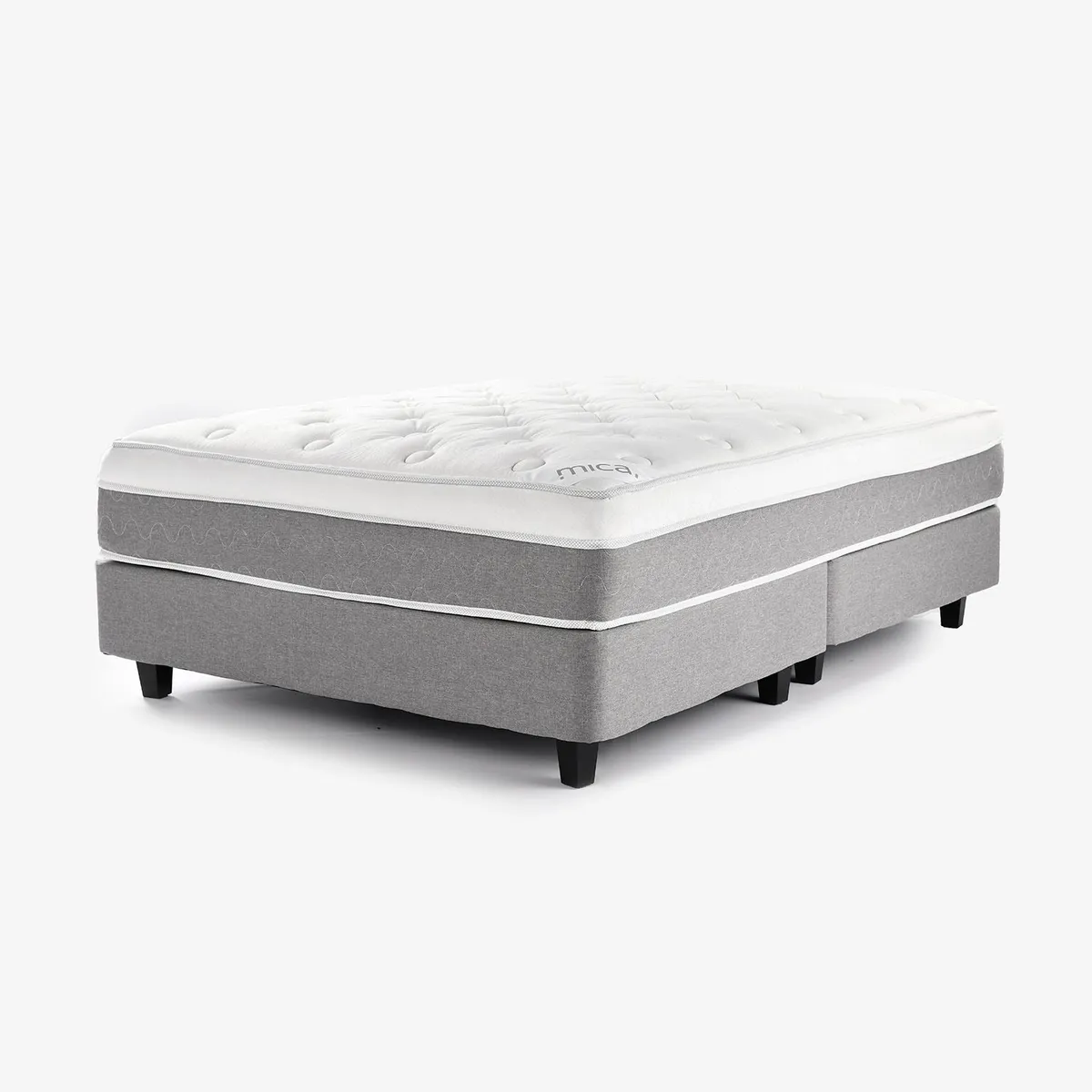 MICA - Colchón con Base Cama Doble Firmeza Media Ortopédico Resortado London 140 x 190 cm Mica