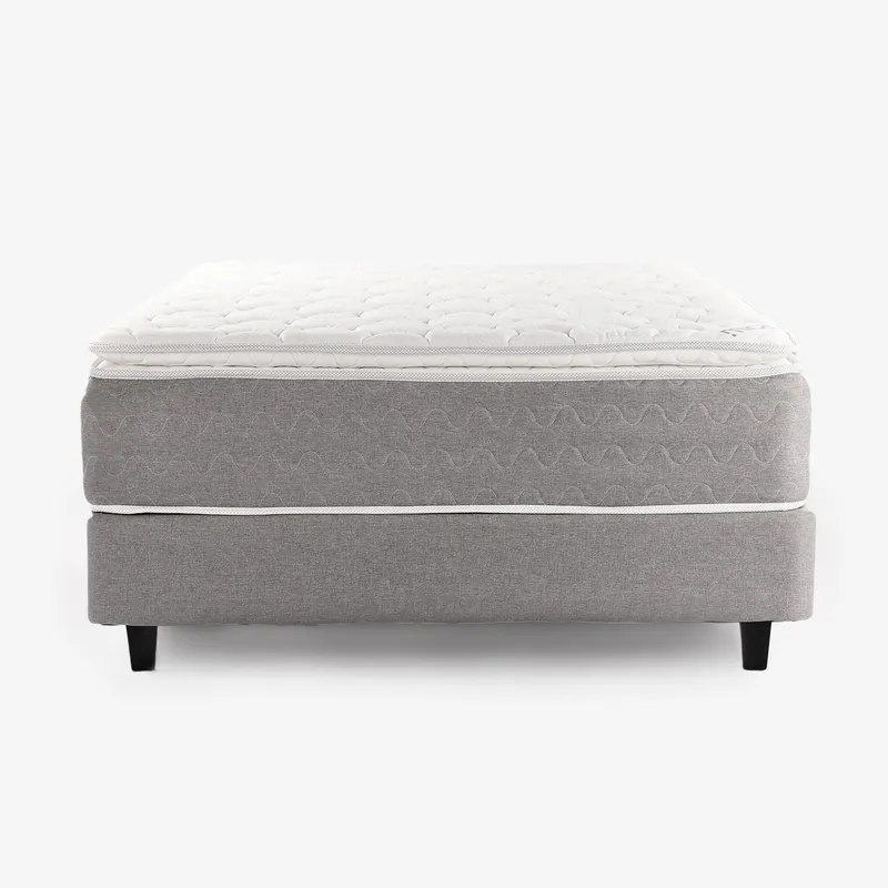 MICA - Colchón con Base Cama Queen Firmeza Suave Ortopédico Resortado con Pillow Milán 160 x 190 cm Mica