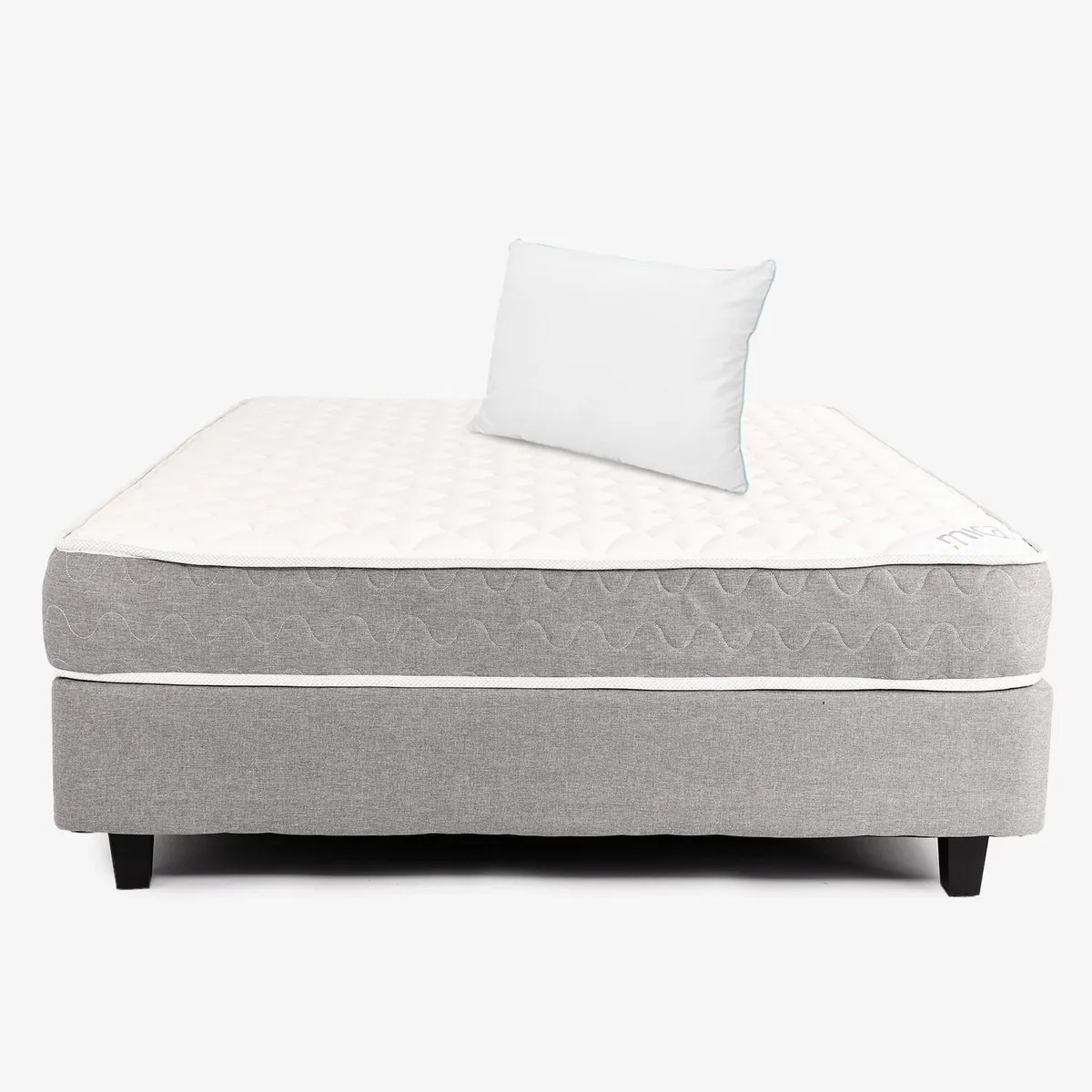 MICA - Colchón con Base Cama Sencillo Firme Ortopédico Resortado Praga 100 x 190 cm + Almohada Mica
