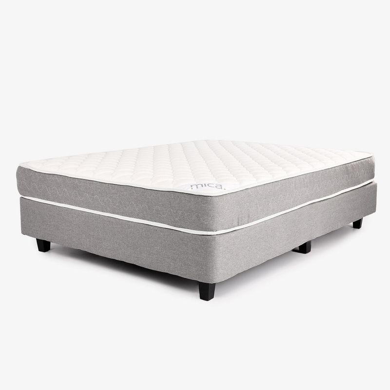 MICA - Colchón con Base Cama Semidoble Firme Ortopédico Resortado Praga 120 x 190 cm + Almohada Mica