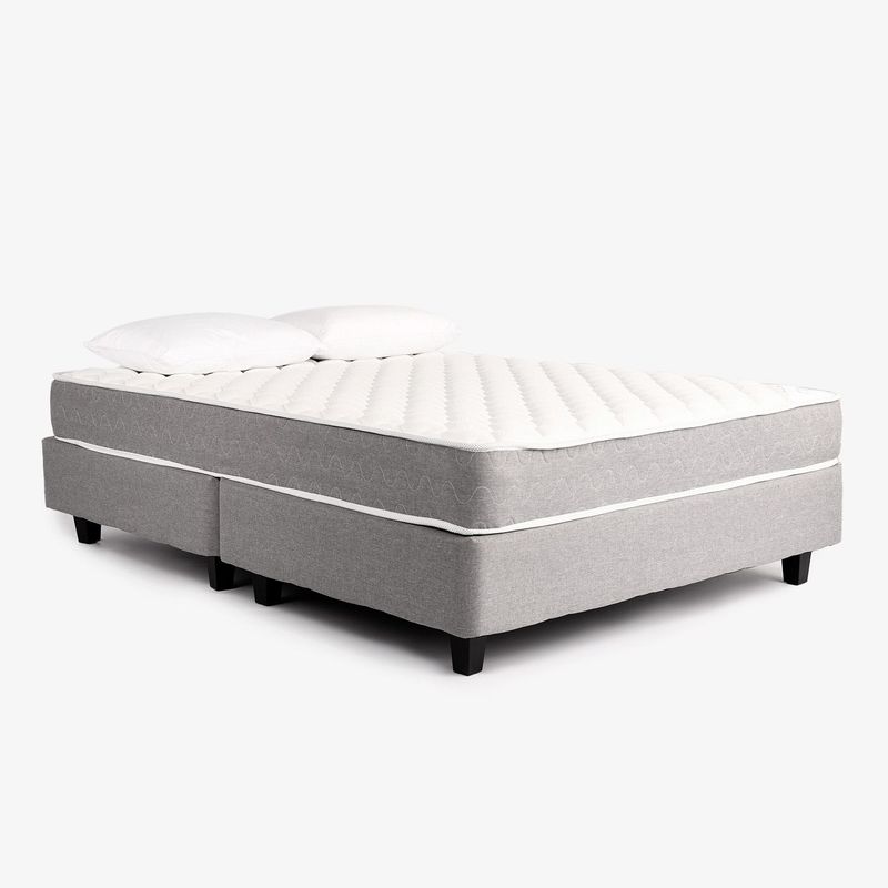 MICA - Colchón con Base Cama Doble Firme Ortopédico Resortado Praga 140 x 190 cm + 2 Almohadas Mica