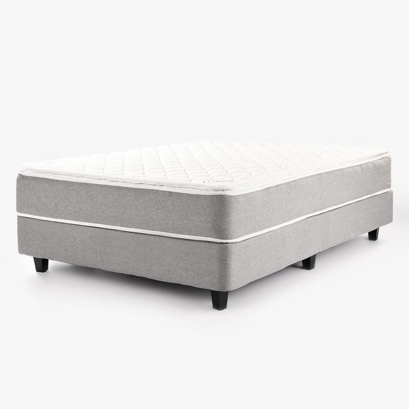 MICA - Colchón con Base Cama Semidoble Firmeza Media Ortopédico Resortado con Pillow Santorini 120 x 190 cm + Almohada Mica