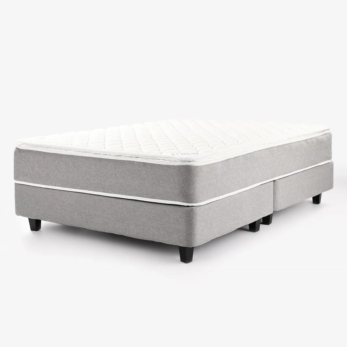 MICA - Colchón con Base Cama Doble Firmeza Media Ortopédico Resortado con Pillow Santorini 140 x 190 cm + 2 Almohadas Mica