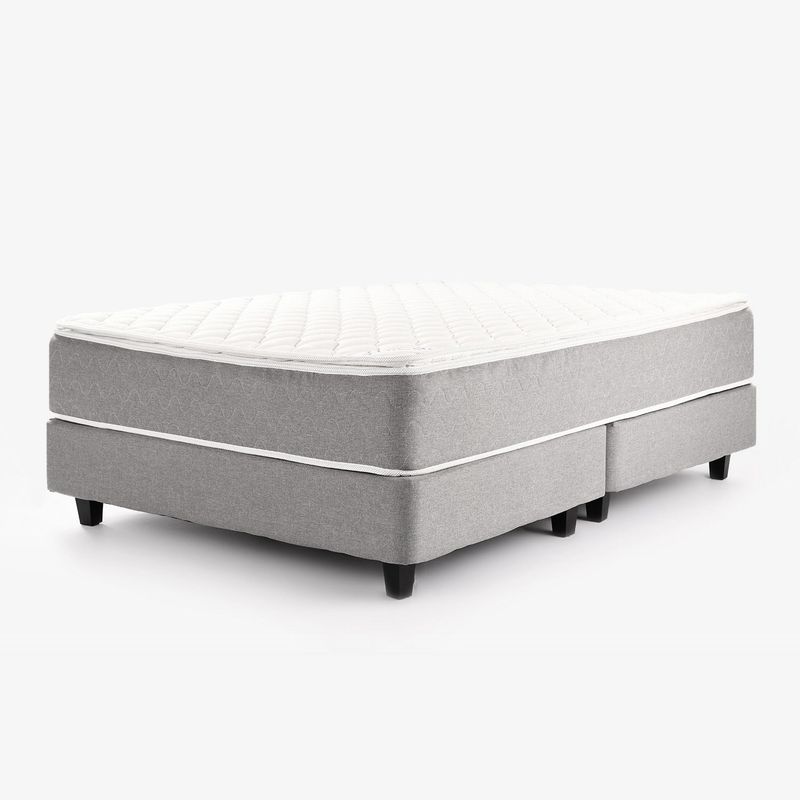 MICA - Colchón con Base Cama Queen Firmeza Media Ortopédico Resortado con Pillow Tokio 160 x 190 cm + 2 Almohadas Mica