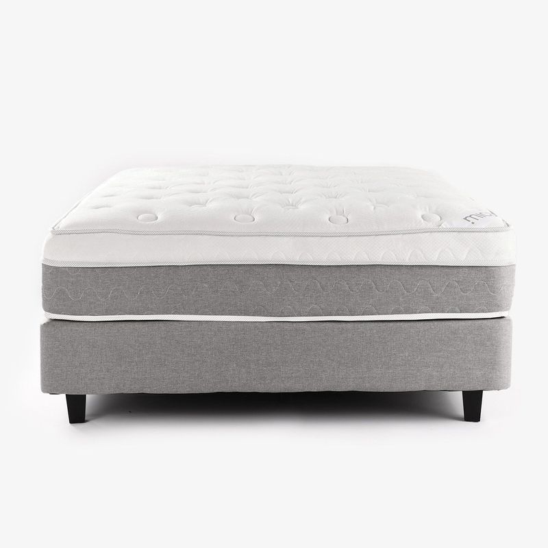 MICA - Colchón con Base Cama Sencillo Firmeza Media Ortopédico Resortado London 100 x 190 cm + Almohada Mica