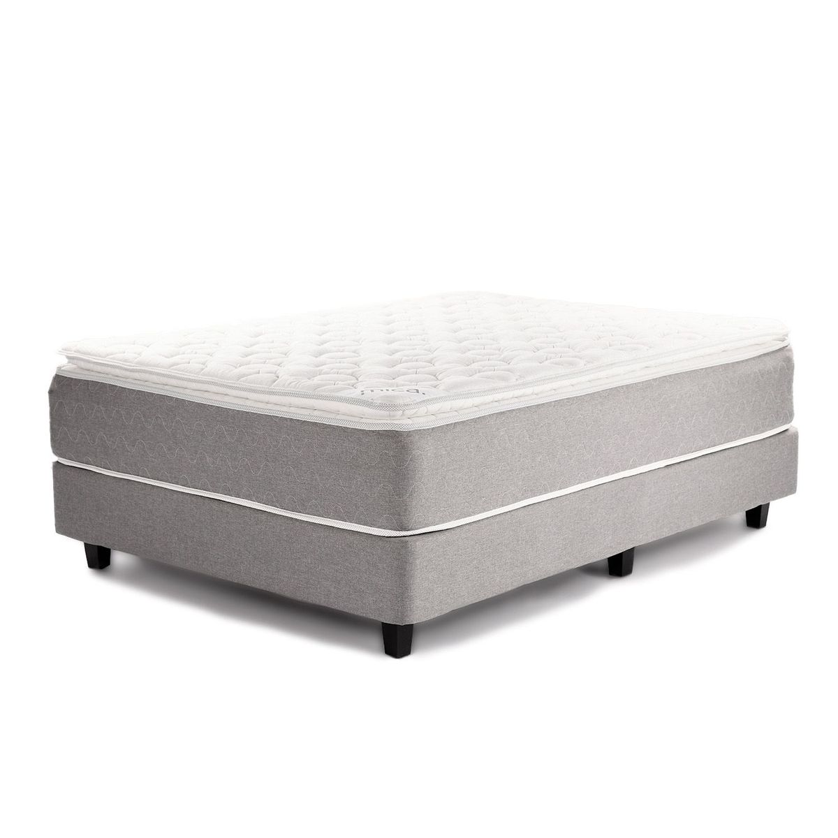 MICA - Colchón con Base Cama Sencillo Firmeza Suave Ortopédico Resortado con Pillow Milán 100 x 190 cm + Almohada Mica