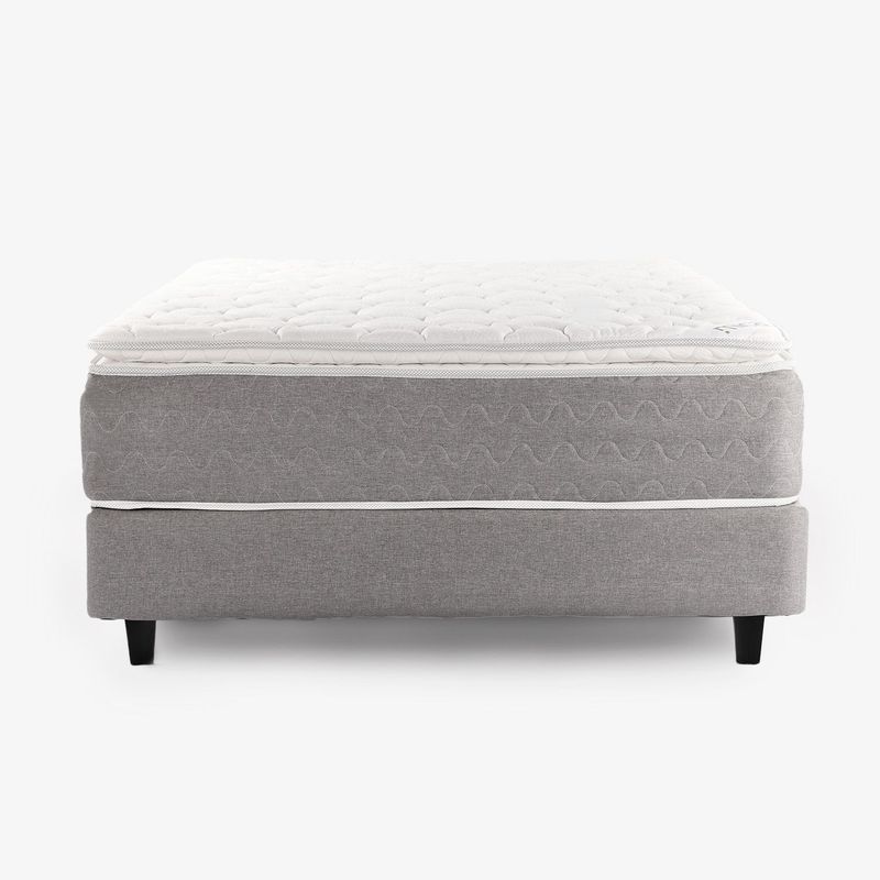 MICA - Colchón con Base Cama Queen Firmeza Suave Ortopédico Resortado con Pillow Milán 160 x 190 cm + 2 Almohadas Mica