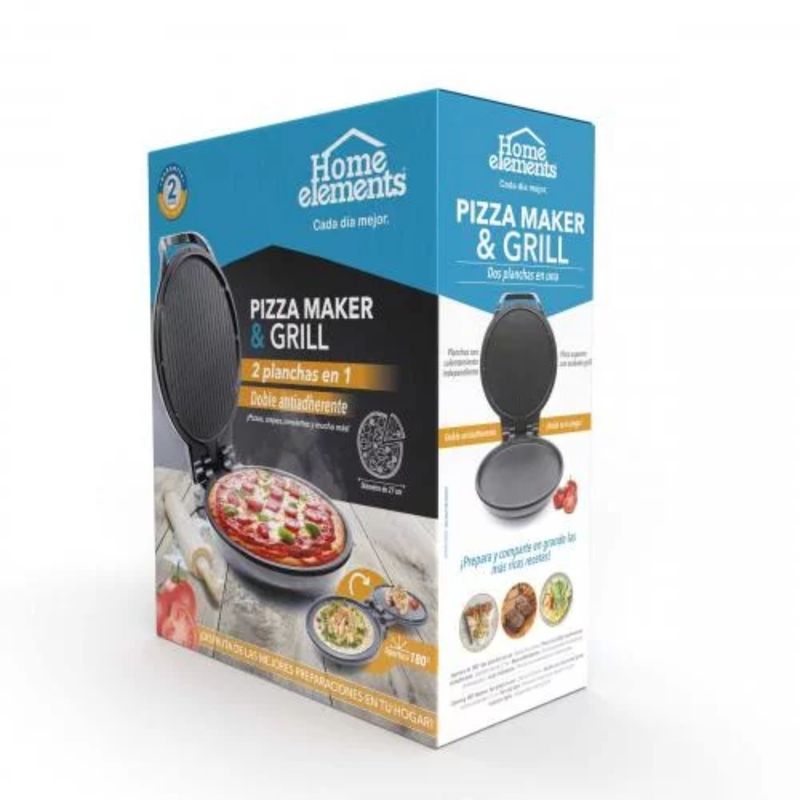 HOME ELEMENTS - Pizza Maker Home Elements Antiadherente 1300W HE828G Negro