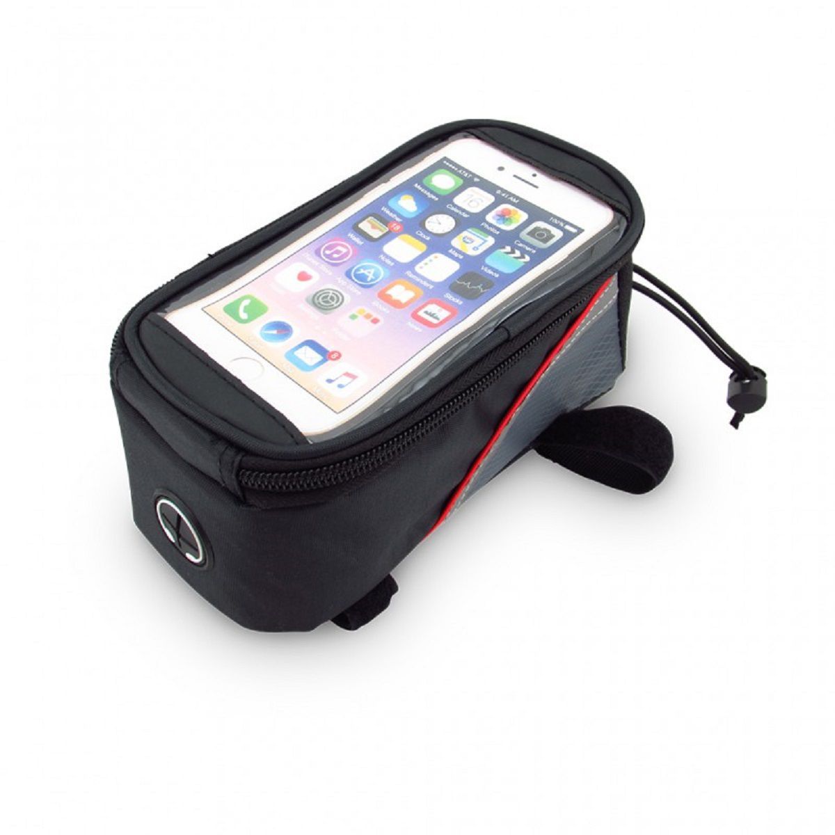 GENERICO - Estuche Alforja Porta Celular Para Bicicleta  Negro /  Rojo