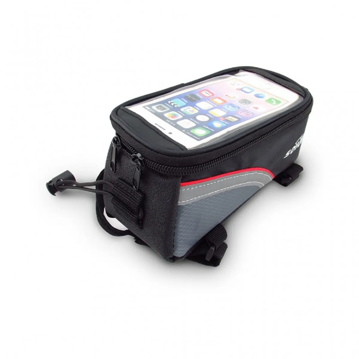 GENERICO - Estuche Alforja Porta Celular Para Bicicleta  Negro /  Rojo