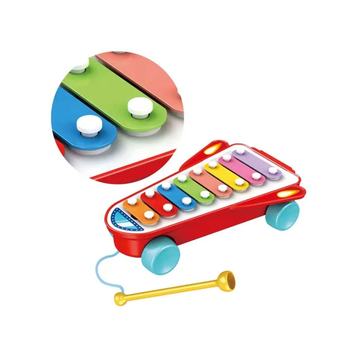 GENERICO - Xilófono De Ruedas Cohete Para Niños Rojo HE8034