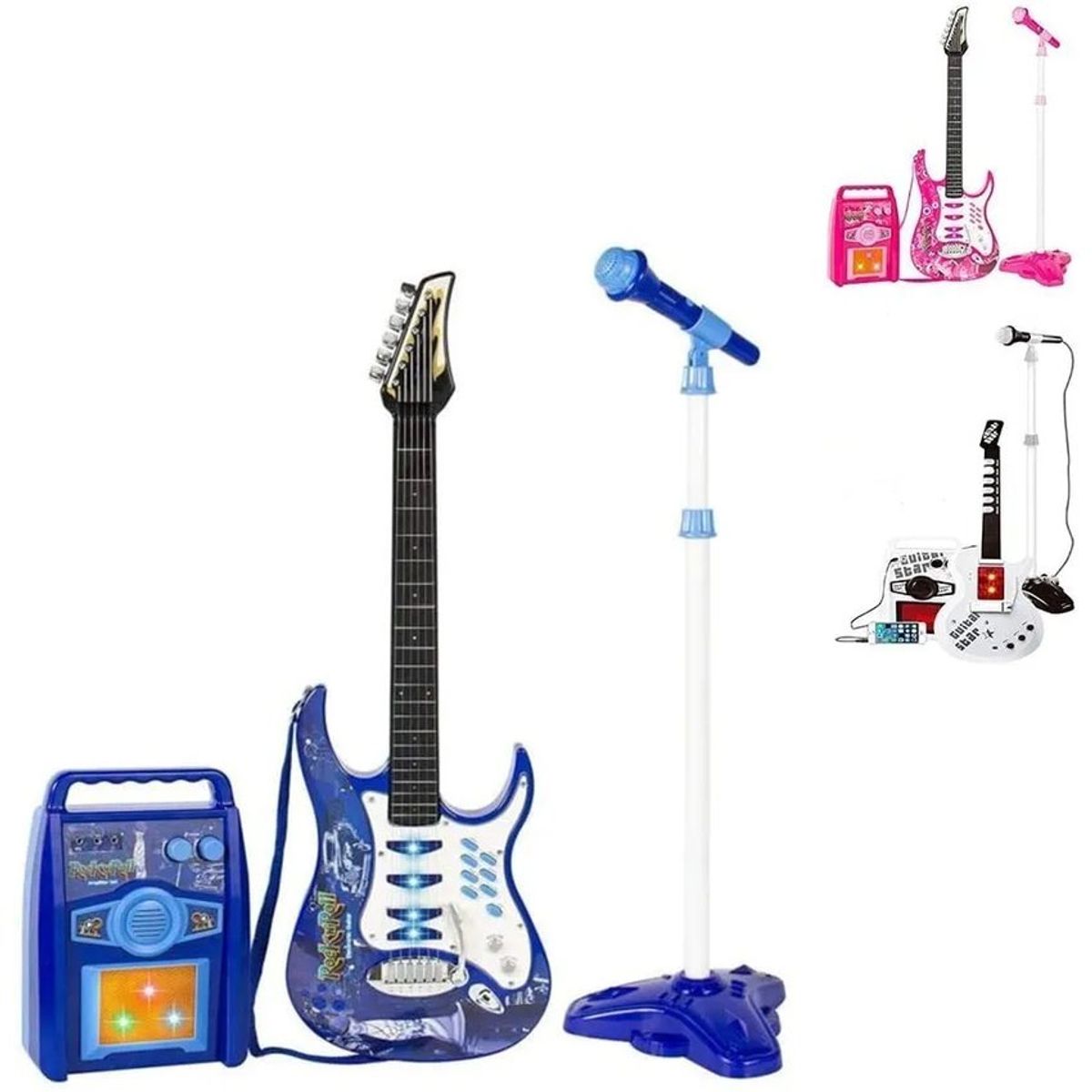 KIDSHOP - Juguete Guitarra Eléctrica Con Amplificador HK-8010D Azul