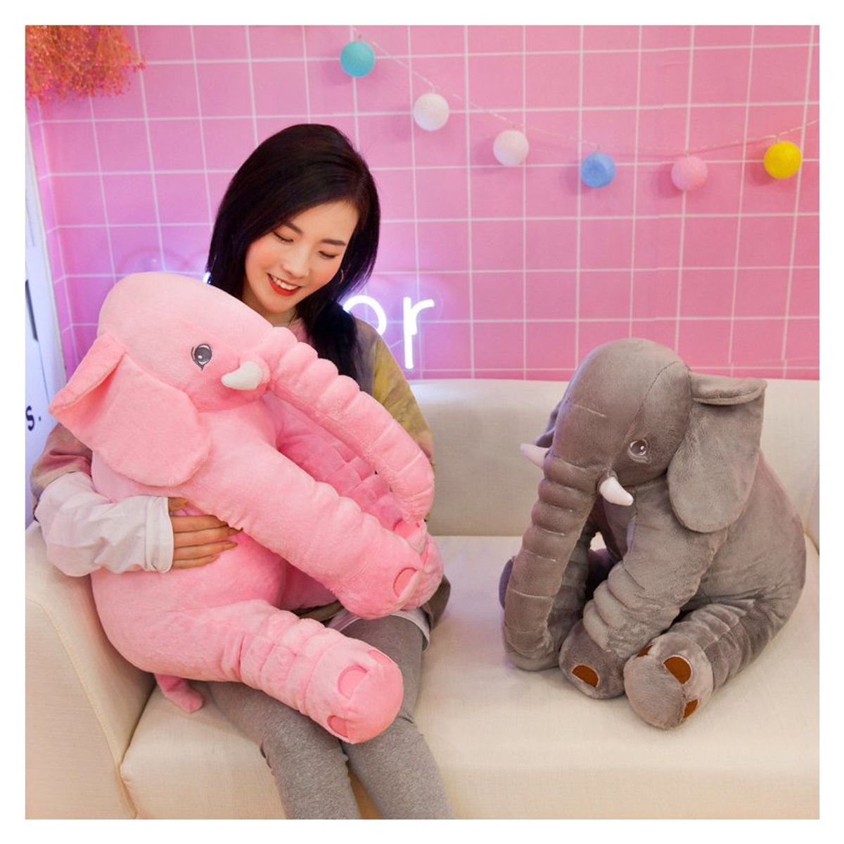 KIDSHOP - Peluche Elefante rosado Bebe Almohada Gigante 60 Cm XS01AZ