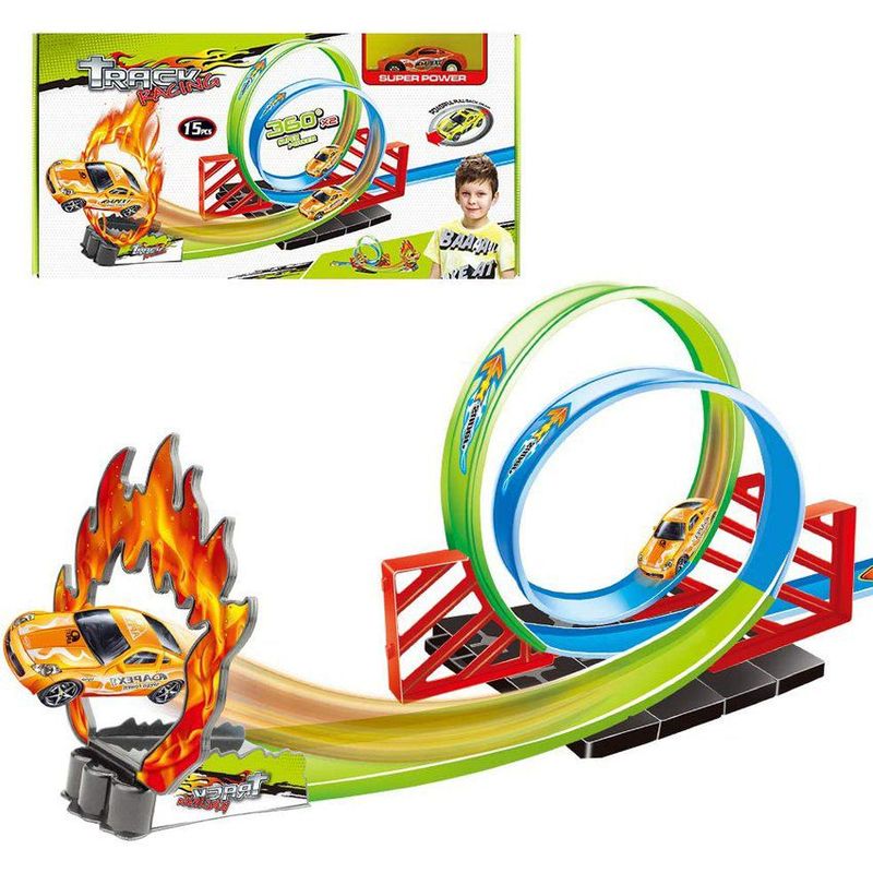 KIDSHOP - Pista De Carro Juego De Carrera Fuego 15 Pcs 228-_.