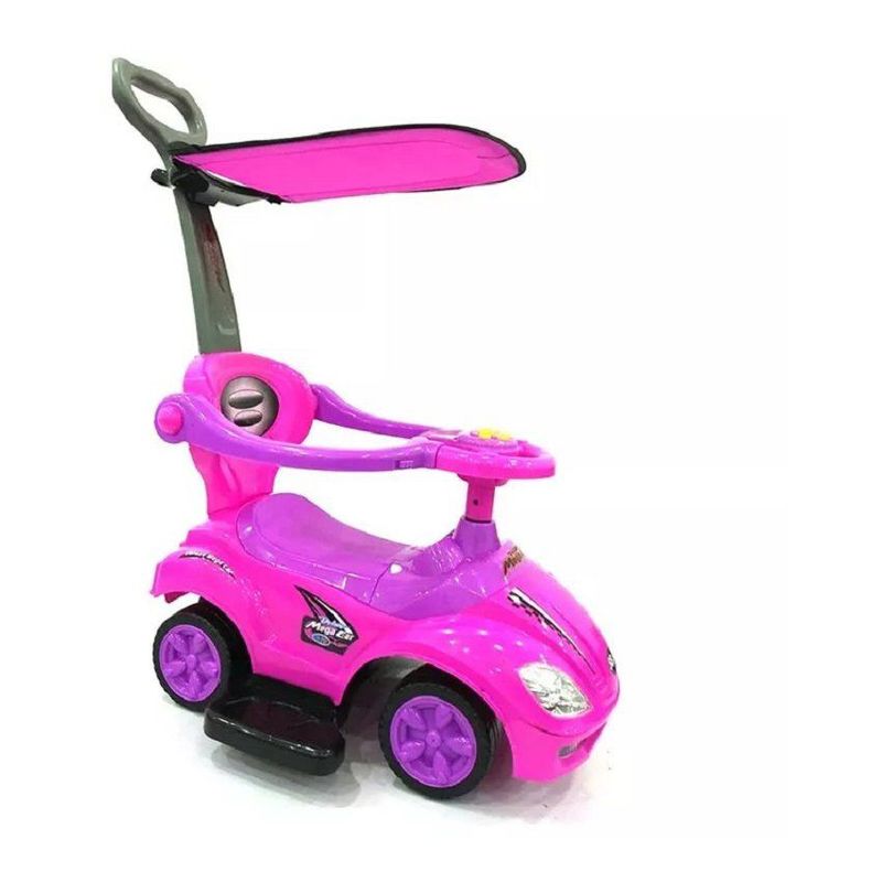 KIDSHOP - Carro paseador montable musical con guia techo de niña rosa_.