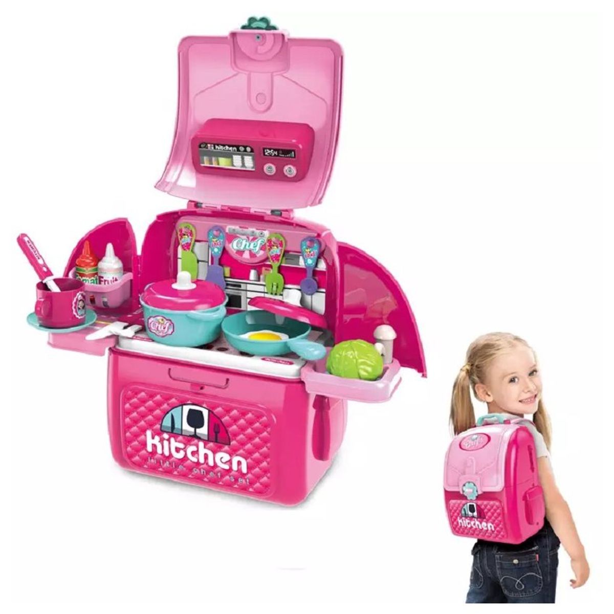 KIDSHOP - Cocina Maleta Chef Portatil Niña Juguete 40cm