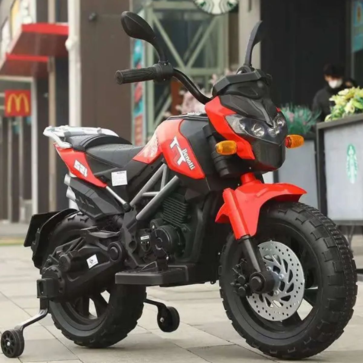 KIDSHOP - Moto Electrica Cross Llantas Auxliares 2 A 6 Años ROJA X-171_.