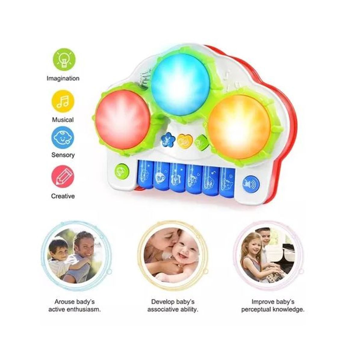 KIDSHOP - Piano Tambor Musical Para Bebe Juguete Didactico J-9147