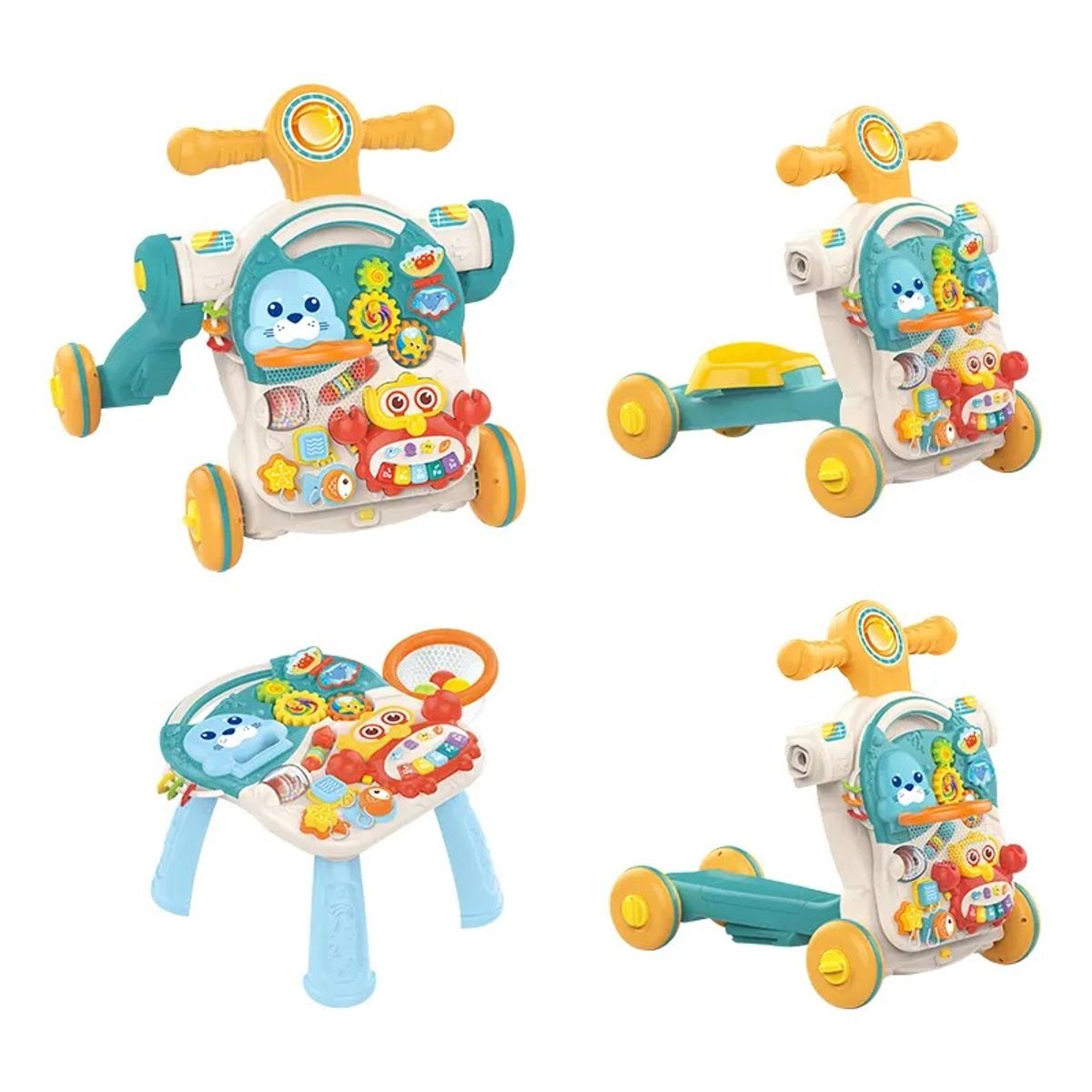 KIDSHOP - Andadera Caminador 4 En 1 Mesa Bebes Juguetes Rosa HE0827