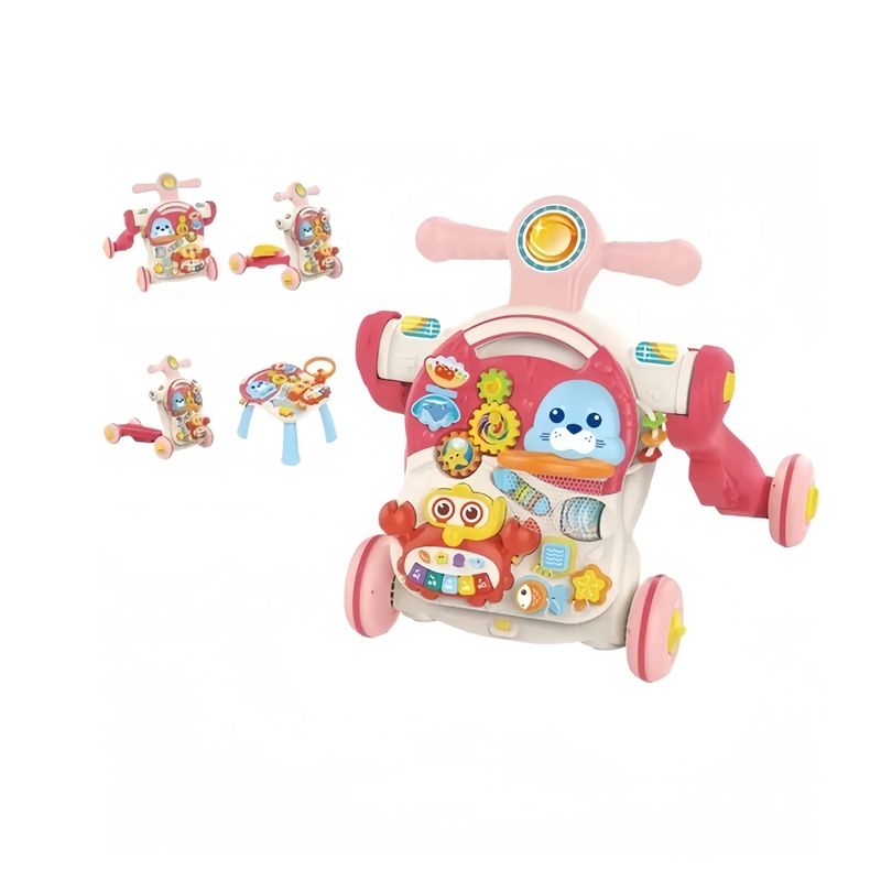 KIDSHOP - Andadera Caminador 4 En 1 Mesa Bebes Juguetes Rosa HE0827