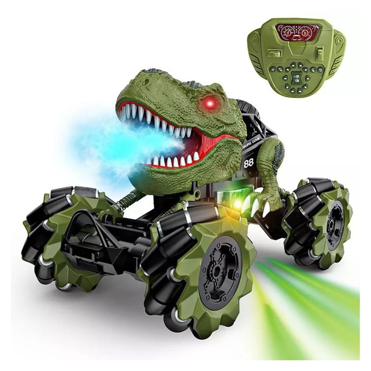 KIDSHOP - Carro A Control Remoto Humo Luces Sonido Dino 11810 Verde