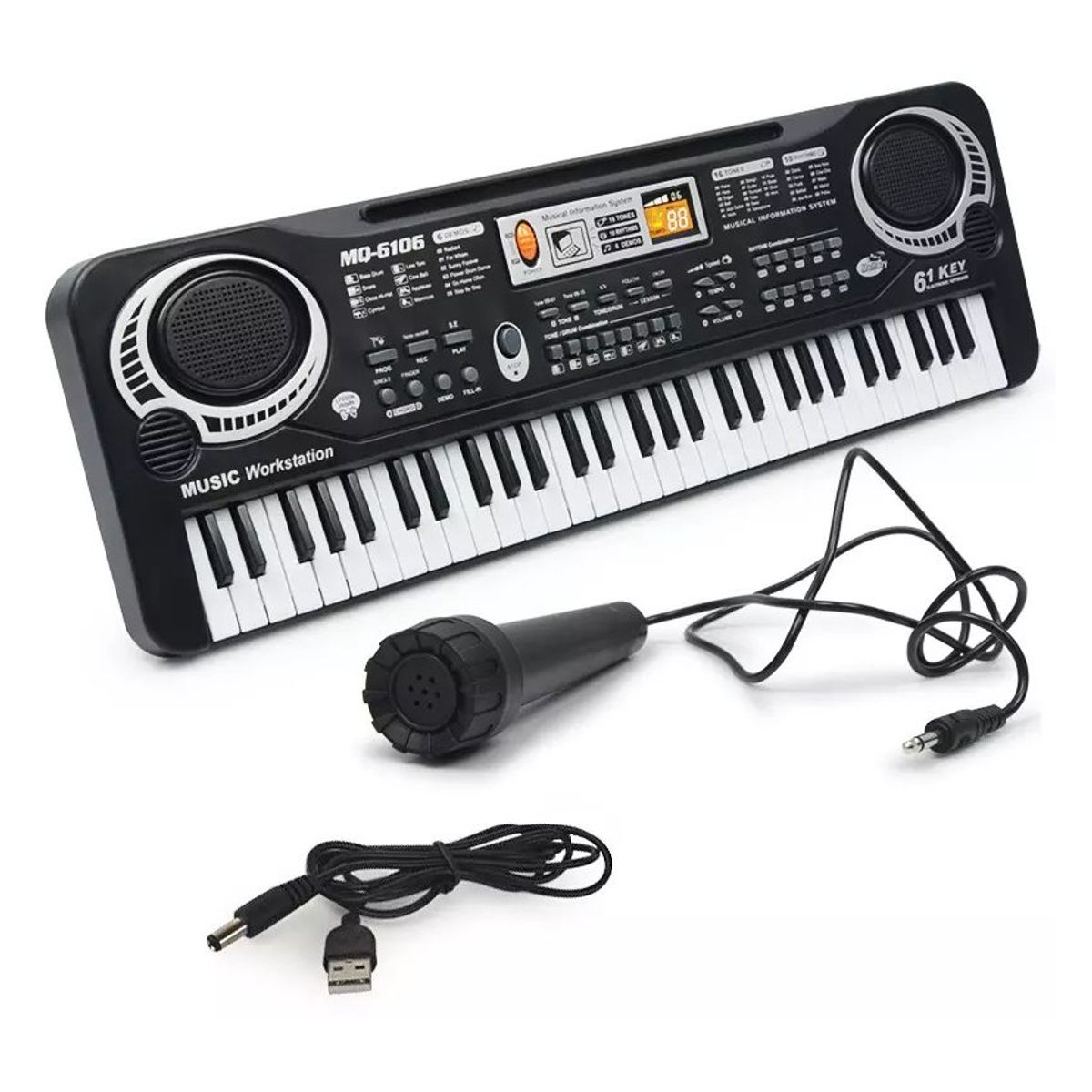 KIDSHOP - Teclado organeta piano electrónico 61 teclas micrófono HK-125966