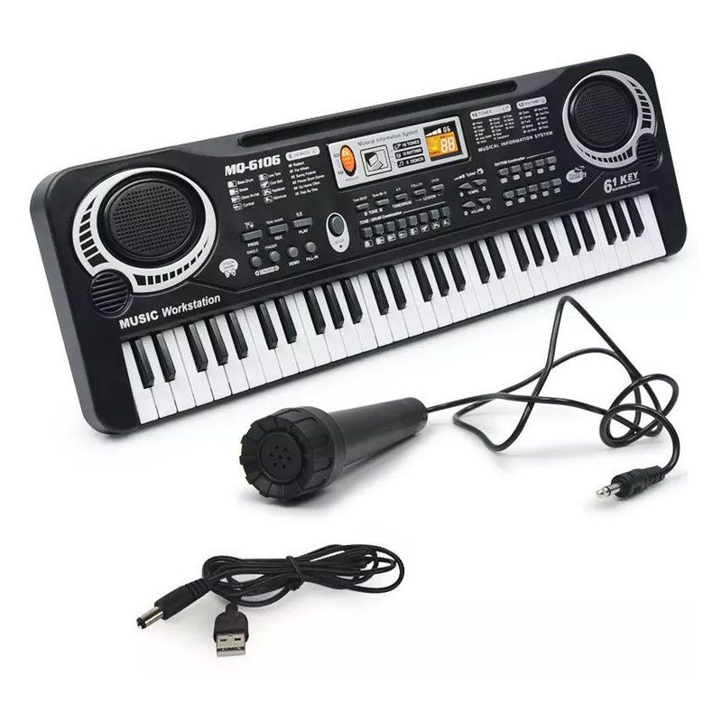 KIDSHOP - Teclado organeta piano electrónico 61 teclas micrófono usbmq6106