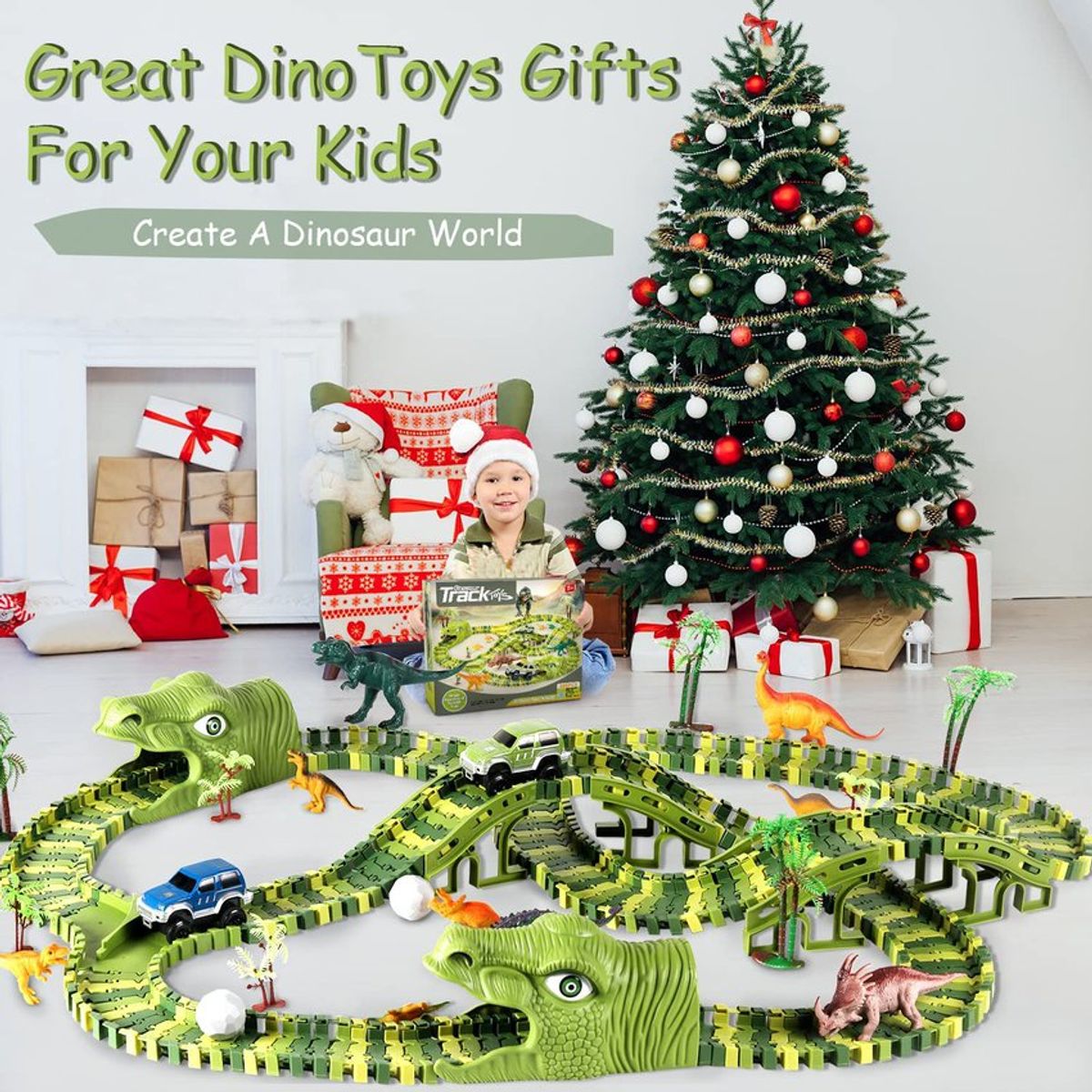 KIDSHOP - Pista Flexible De Dinosaurios Para Niños 240 Piezas XC256A