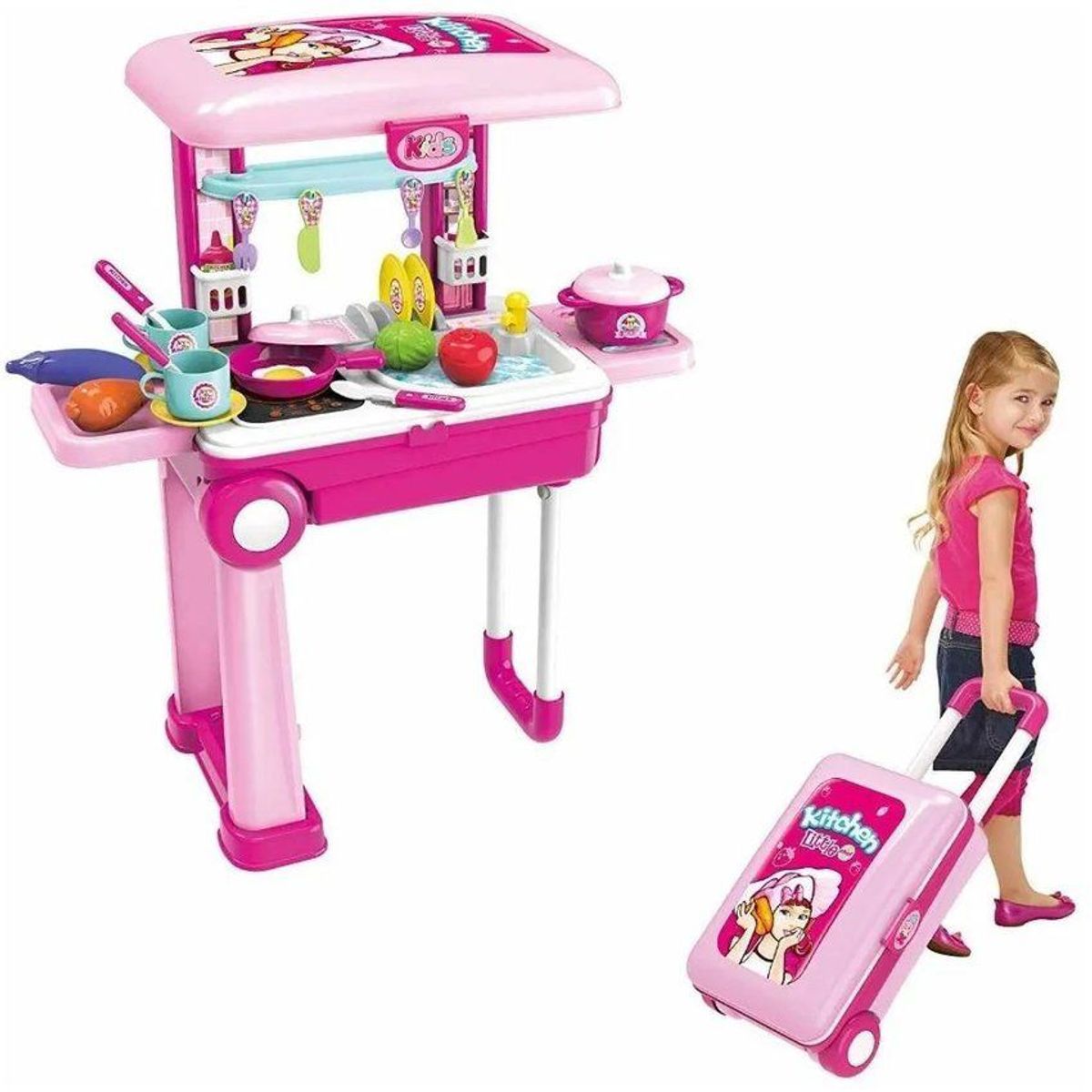 KIDSHOP - Cocina Para Niña Tipo Maleta Con Sonidos